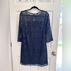 Elegant Ann Taylor Navy Lace & Sequin Women's Dress size 8